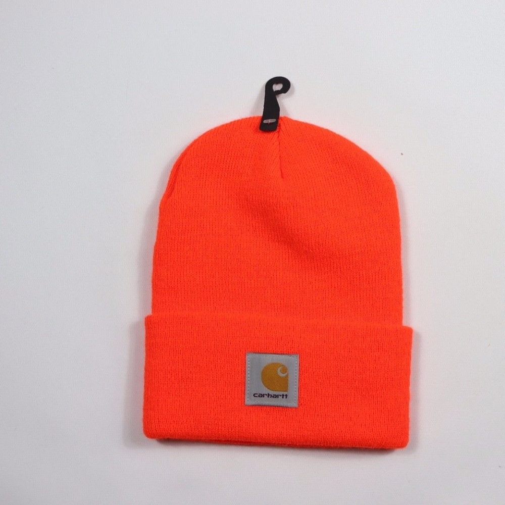 New Carhartt Spell Out Winter Beanie Hat Orange - Picture 1 of 3